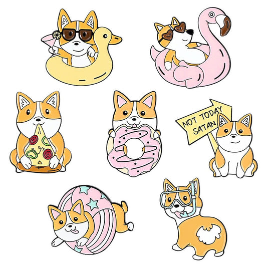 Cute Dog Corgi Enamel Pins