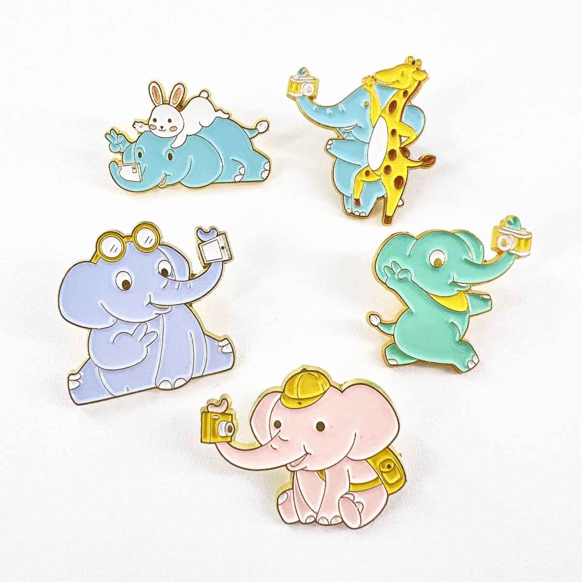 Cute Elephant Selfie Pins – Quirky Accessories for Animal Lovers