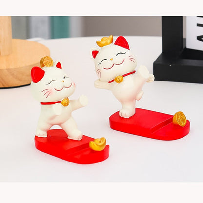 Cute Fortune Lucky Cat Mobile Phone Stand Holder Japanese Maneki Neko Figure