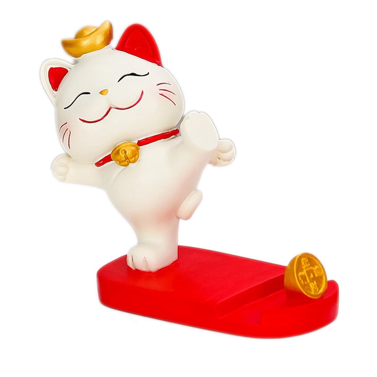 Cute Fortune Lucky Cat Mobile Phone Stand Holder Japanese Maneki Neko Figure