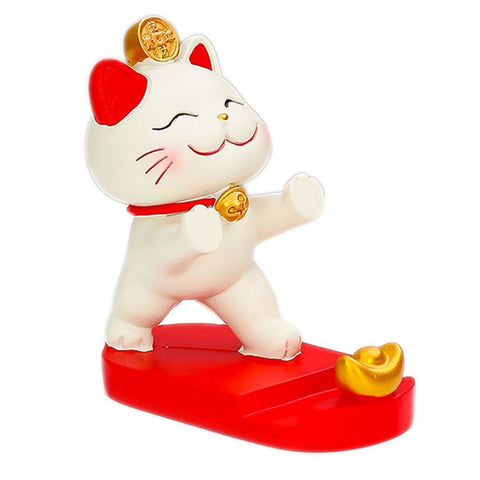 Cute Fortune Lucky Cat Mobile Phone Stand Holder Japanese Maneki Neko Figure