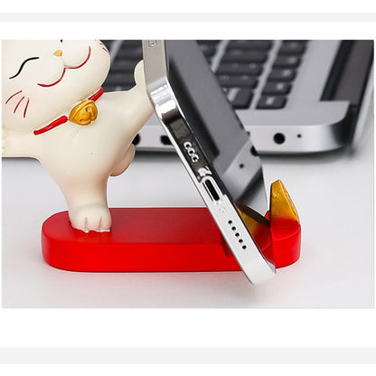 Cute Fortune Lucky Cat Mobile Phone Stand Holder Japanese Maneki Neko Figure