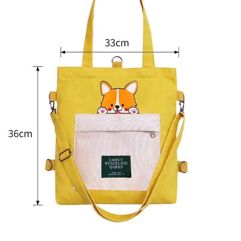 Cute Shiba Inu Tote Bag – Canvas Crossbody Bag for Dog Lovers