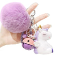 Cute Unicorn Keychain with Fur Ball Bell