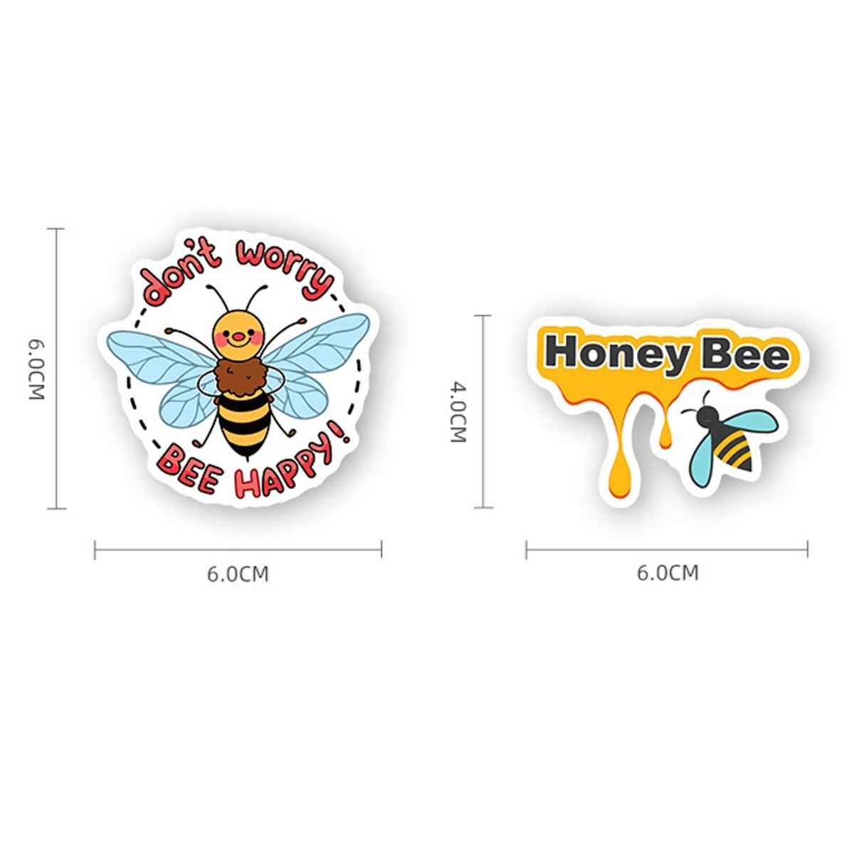 Honey Bee Vinyl Stickers – 50 Waterproof, Non-Duplicate Set
