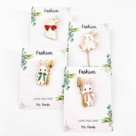 Kawaii Bunny Enamel Pin for Outfits, Backpacks, and Accessories