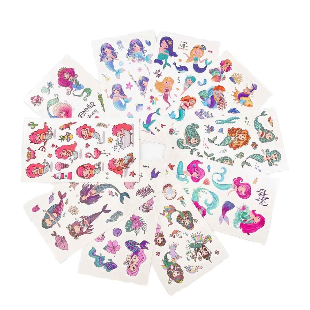 Mermaid Tattoos for Kids – 10 Sheets Party Favor Body Stickers