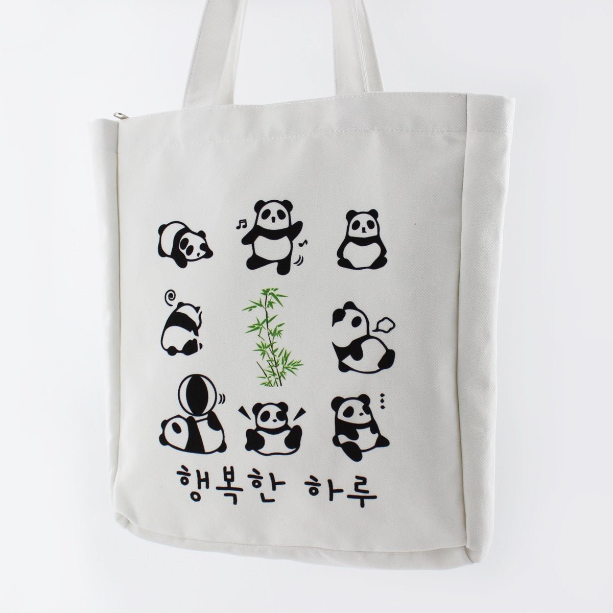 Panda Tote Bag White Flannel Fabric Kpop Tote Bag