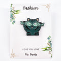 Silly Expression Cat with Fish Enamel Pin