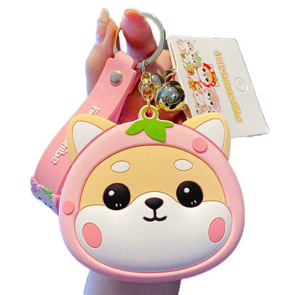 Trendy Shiba Inu Coin Pouch with Keyring and Zipper Closure