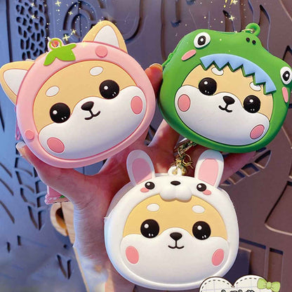 Trendy Shiba Inu Coin Pouch with Keyring and Zipper Closure