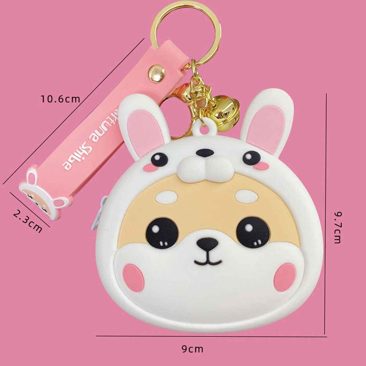 Trendy Shiba Inu Coin Pouch with Keyring and Zipper Closure