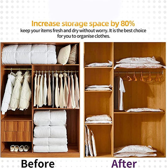 Vacuum Clothes Storage Bags 10 Bags Mix Sizes with Hand Pump