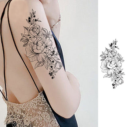Waterproof Temporary Tattoos for Women, Floral Arm Half Sleeve Body Art Stickers