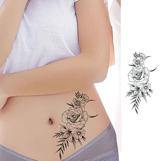 Waterproof Temporary Tattoos for Women, Floral Arm Half Sleeve Body Art Stickers