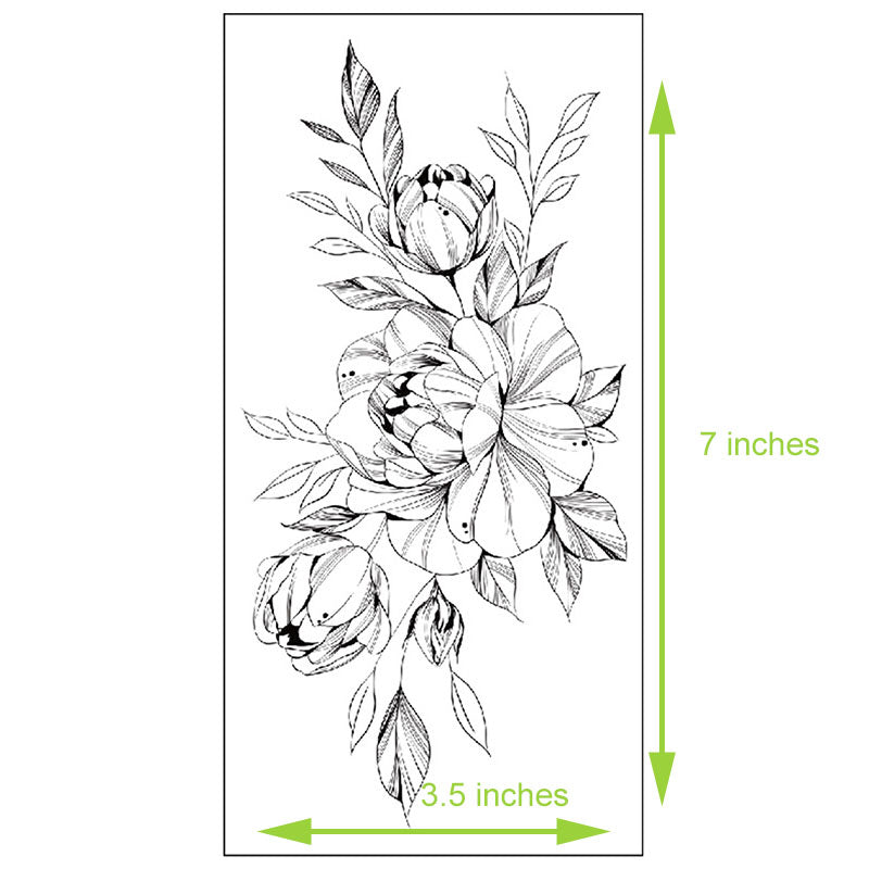 Waterproof Temporary Tattoos for Women, Floral Arm Half Sleeve Body Art Stickers
