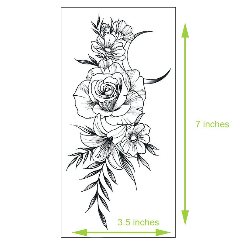 Waterproof Temporary Tattoos for Women, Floral Arm Half Sleeve Body Art Stickers