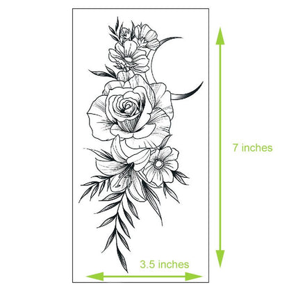 Waterproof Temporary Tattoos for Women, Floral Arm Half Sleeve Body Art Stickers