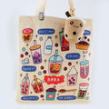 Women Tote Bag, Boba Lovers Two Side Printed Flannel Bag, Bubble Tea Tote Bag