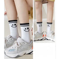 Women's 5 Pairs Cute Smiley Face Print Crew Socks, Comfy Breathable Daily All Season Socks